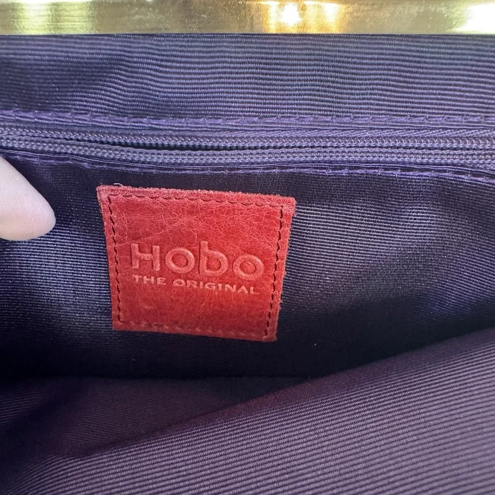 Hobo The Original Leather Lauren Double Frame Clutch Wallet Black Textured VTG